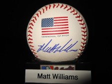 MATT WILLIAMS SIGNED 2001 WORLD SERIES FLAG 1ST PITCH BASEBALL ARIZONA D-BACKS