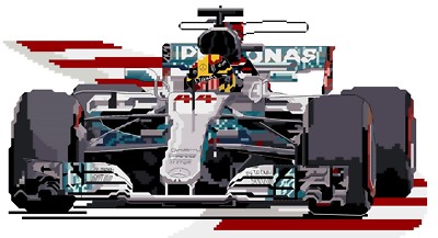 Lewis Hamilton Mercedes 2017 Formel 1 gezählt Kreuzstich Set/Chart 14s Aida
