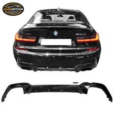 Fits 19-22 BMW G20 M340 Style Square Tip Rear Bumper Lip Diffuser - Gloss Black