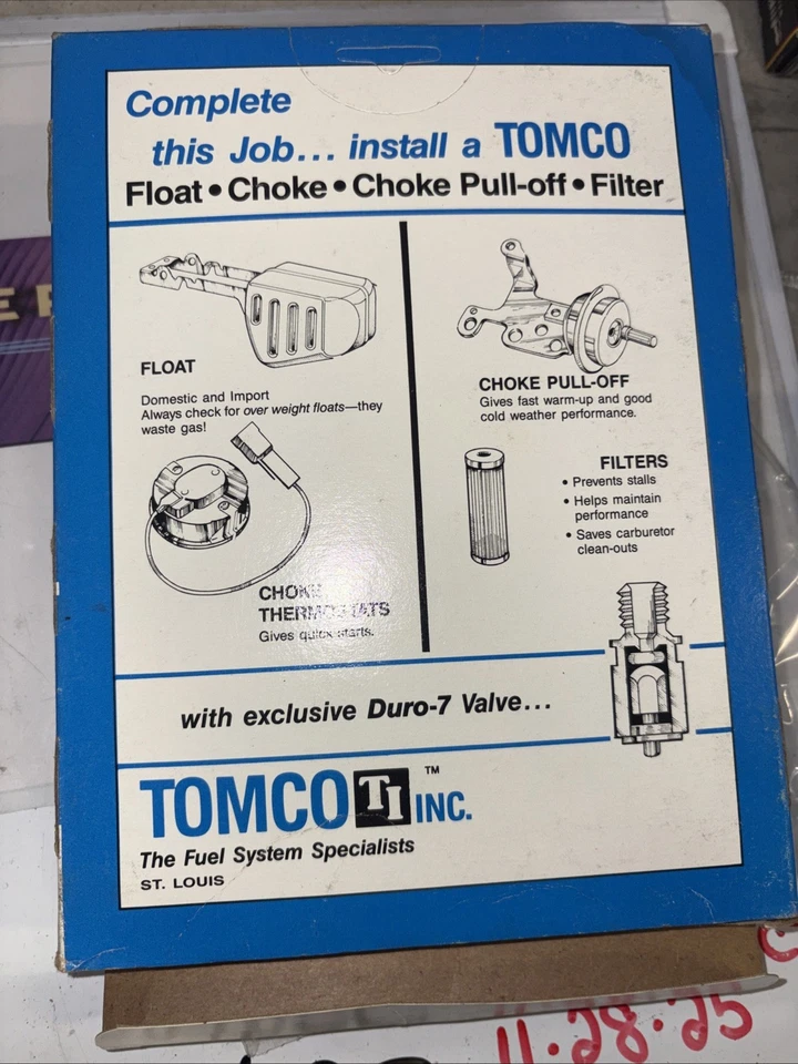 (1) Kit de reconstrucción de carburador Tomco Inc. número de pieza de fácil instalación 5325a NOS OEM Foto 3 de 4