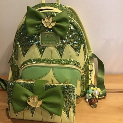 exclusive - princess tiana sequin mini backpack Loungefly Princess Tiana Sequin Mini Backpack/wallet/charm