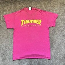 Thrasher Pink Graphic Logo Cotton T-Shirt Men's Size M Skateboarding
