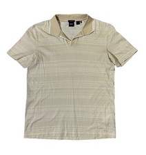 Boss mens L Large tan mercerized cotton open collar short sleeve polo shirt EUC