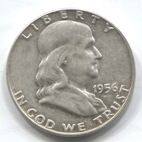 1956- FRANKLIN HALF DOLLAR-90% SILVER- LOT #327- LOW MINTAGE-GOOD DATE