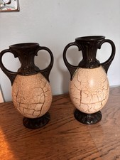 2x Art deco 1930 Antique Ditmar Urbach Alienware Czech Ceramic Pair Vases