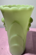 Vtg JADITE Anchor Hocking Fire King Art Deco Flower Vase 5.25
