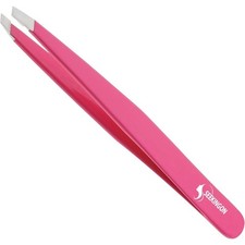Slant Tip Tweezers for Ingrown Hair Plucking with Non Slip Grip Precision