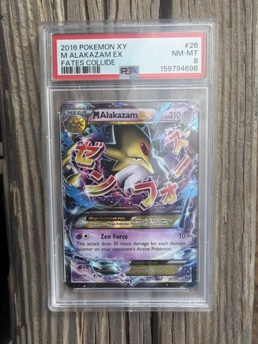 2016 POKEMON XY FATES COLLIDE #26 M ALAKAZAM EX PSA 8