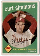 1959 Topps Curt Simmons #382 Phillies