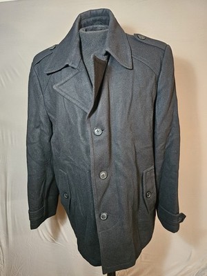 Michael Michael Kors Coat Mens L Black Wool Polyester Other Blend Long  Overcoat