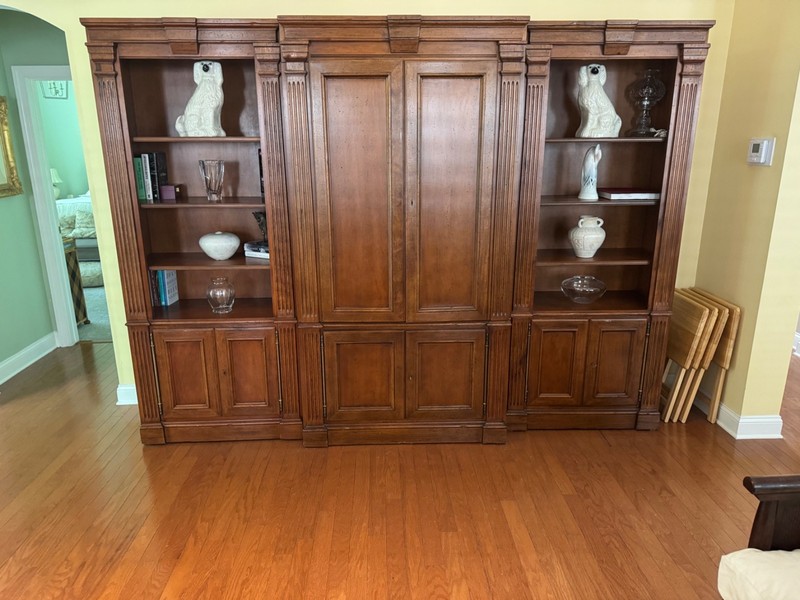 walnut 3 piece wall unit. 116w x 80h.