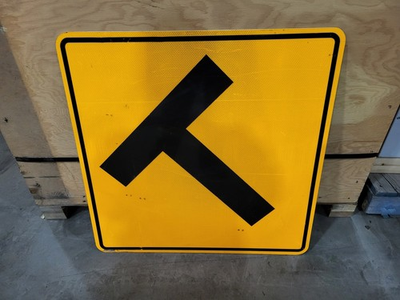 #ad Generic 30quot; x 30quot; T Intersection Warning Sign $42.83