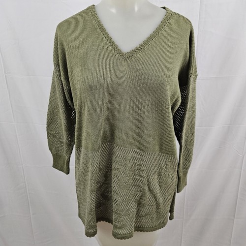 Sandy D'Andrade 3-teiliges Outfit grün offen Strick Shirt Cardigan weites Bein Hose - Bild 2 von 17