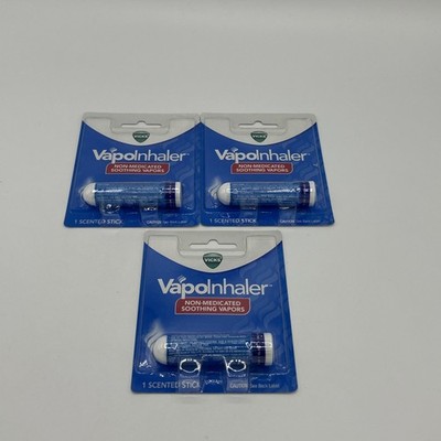 Lot Of 3 Vicks VapoInhaler, Portable Nasal Inhaler Non-medicated Soothing Vapors