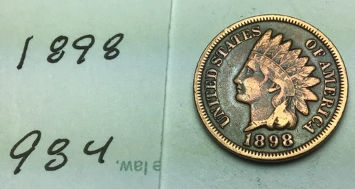 1898 Indian Head Penny; V - Good condition ; #984
