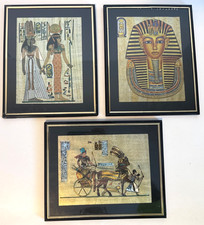 3 VTG Egyptian Tutankhamun Dufex Foil Art Prints & Other Egyption Scenes 8x10