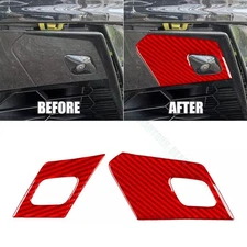For Chevrolet Corvette C8 2020-2024 Real Red Carbon Fiber Door Radar Trim Strip