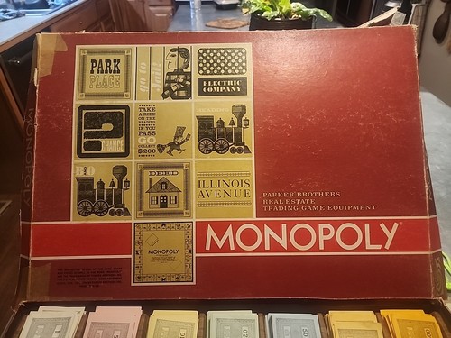 Vintage 1960s Parker Brothers Monopoly Game Real Estate Board Game - Red Box - Picture 2 of 11