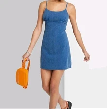 Wild Fable Sz XXL Scoop Neck Sleeveless  Bodycon Blue Spaghetti Strap Dress (AB)