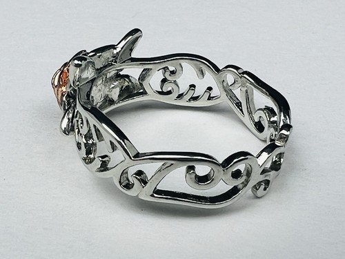 Silver Tone Gold tone rose design Scrolled Ring Size 10 New Victorian - Picture 5 of 9