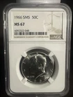1966 SMS 50C Silver Kennedy Half Dollar~NGC MS67