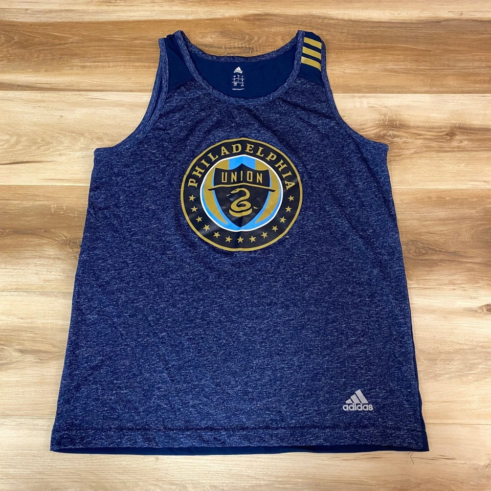 Adidas Philadelphia Union Soccer Performance Tank Top Men's Large Blue Climalite - Image 2 of 4