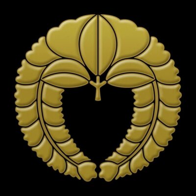 SAMURAI Crest Makie Sticker Sagarifuji Gold 5.5cm Made in Japan