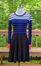 Vince Camuto Long-Sleeve Striped Sweater Dress - size S