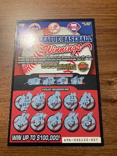 2007 NJ New Jersey Lottery Ticket Used Mets Yankees Phillies