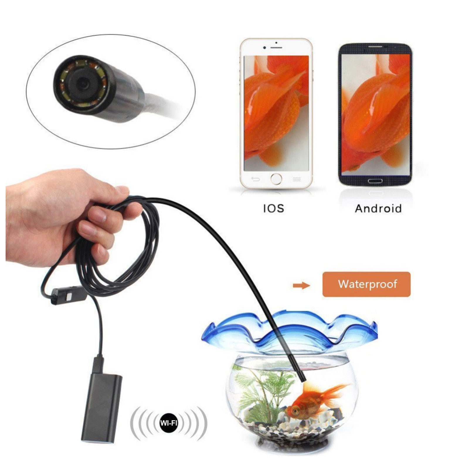 WIFI USB Endoscope Waterproof Inspection Camera IPHONE Android OTG