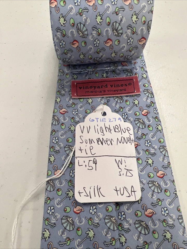 Corbata de cuello de seda Vineyard Vines gris claro flamenco novedad para hombre $195 Foto 4 de 4