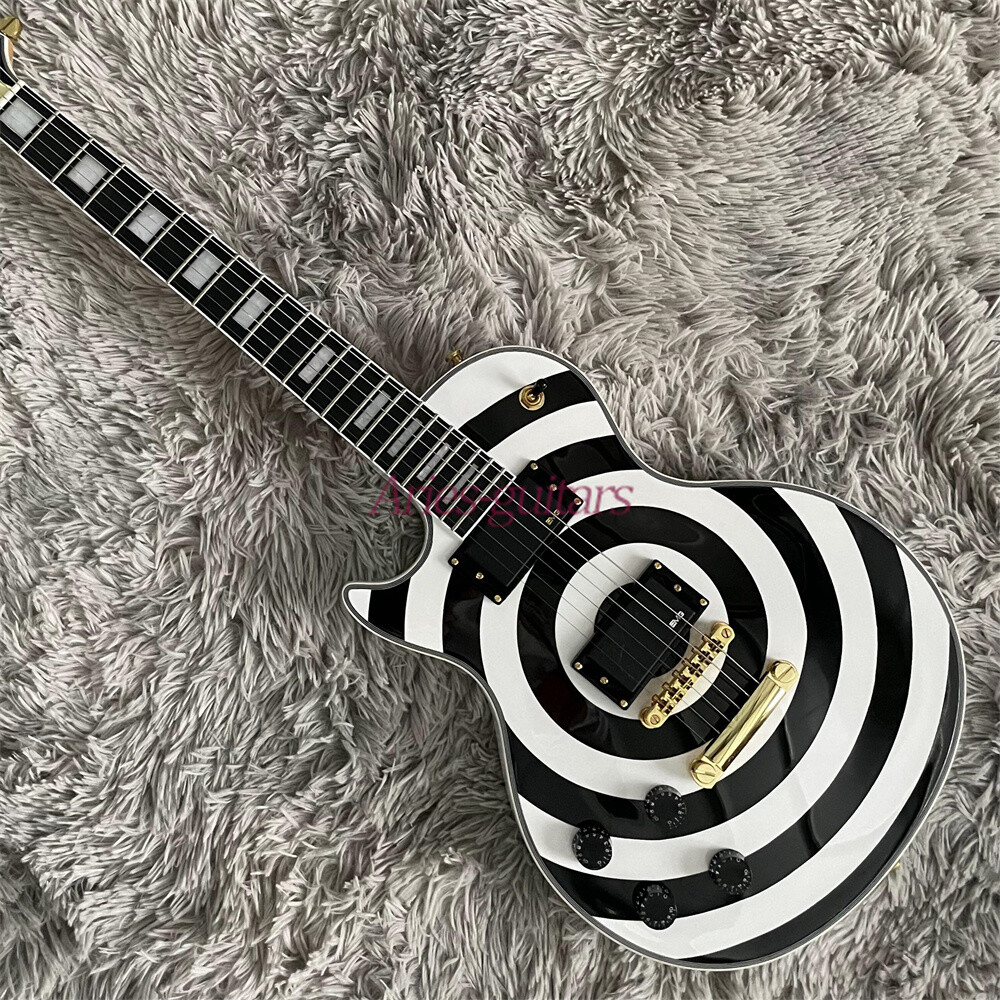 Custom Black&White Wylde Zakk Bullseye LP Electric Guitar