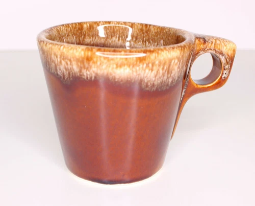 Vintage Hull Oven Proof Cup Brown Drip Glaze Pottery Coffee Tea Mug O Handle USA