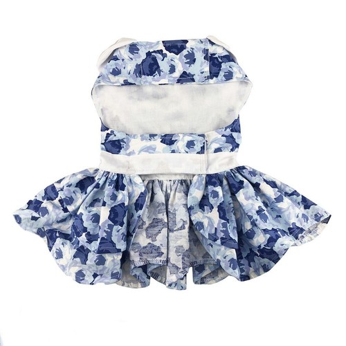 Dog Dress Blue Rose with Matching Leash Doggie Design - Picture 3 of 4