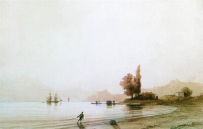 Ivan Aivazovsky View on Rocky Coast 1845 17''x 22'' Archival Art Print