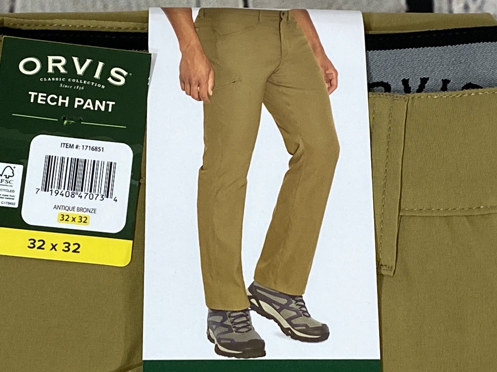 New ORVIS Tech Pant Hiking Stretch Water Resistant Men's Sz 32 x 32 Tan / Bronze eBay