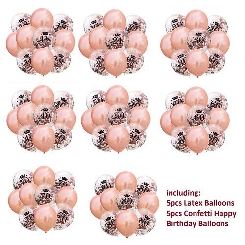 18/21/30/40/50/60 Rose Gold Happy Birthday Bunting Banner Balloons Party Decor - 第 31/44 張圖片