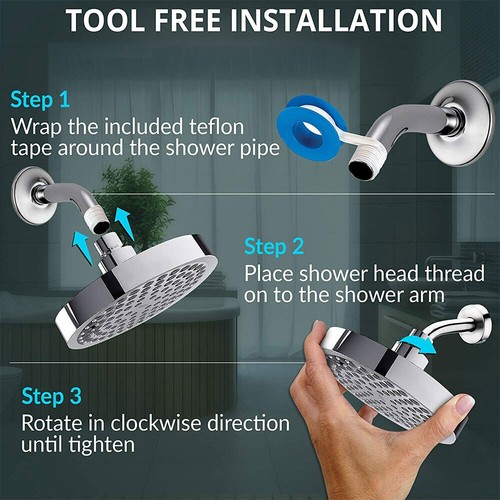 Luxury Shower Head High Pressure Waterfall Bathroom Showerhead Adjustable Angles - Picture 9 of 13