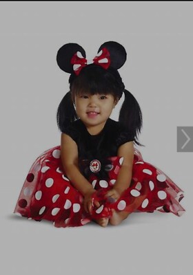 Disney Baby Minnie Mouse 12 18 Months Costume Dress Up Ears Red
