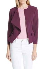 TED BAKER Pippar Ruffle Front Peplum Jacket Ted 2 US 6 Deep Purple 375