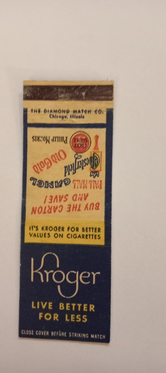 Kroger Cigarettes Matchcover Lot 184
