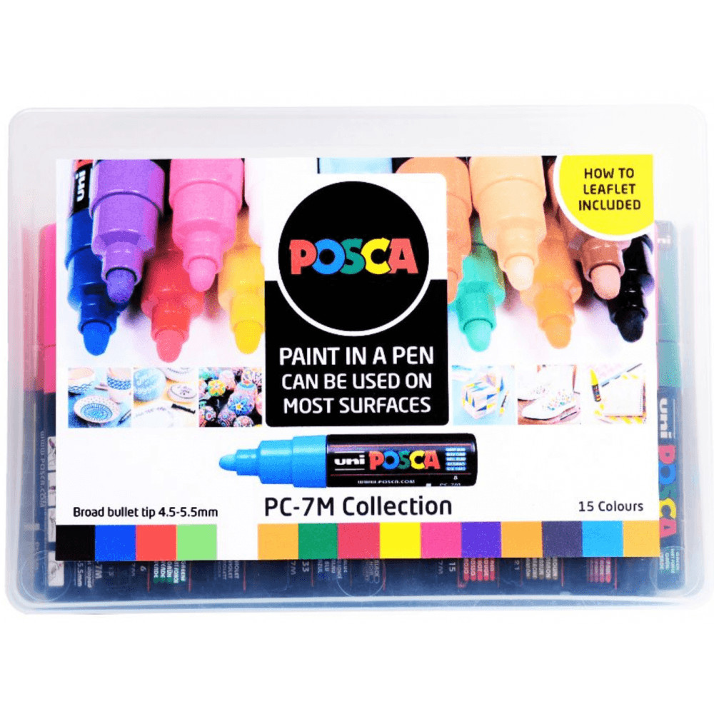 Uni Posca PC-7M Collection Pack - 15 Water Based Acrylic Marker Pen Pack