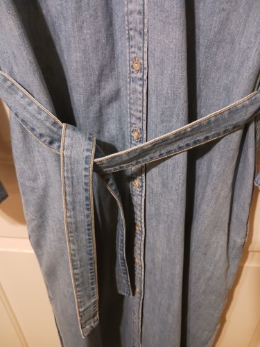 & Denim By H&M Indigo Blue Belted Western Denim Shirt Cotton Midi Dress NWT Sz M - Picture 10 of 14