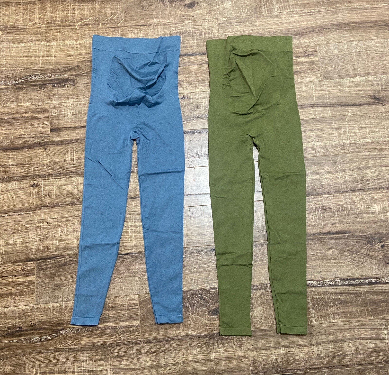 Blanqi Maternity Over Belly Leggings Blue Green Size Small Lot Of 2 eBay