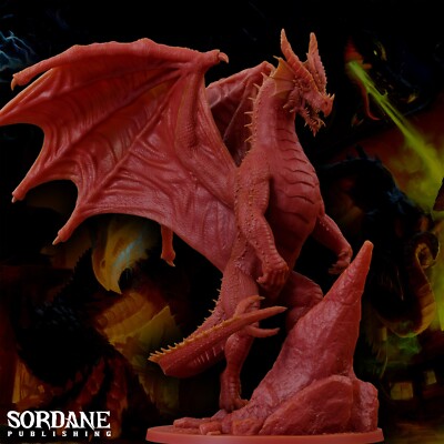 Adult Red Dragon - Pose 1 | Sordane Publishing | D&D Miniature | 30mm