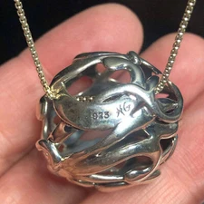 4419 QVC Hagit Gorali Sterling Silver 925 Intertwining Ball Pendant necklace 31"