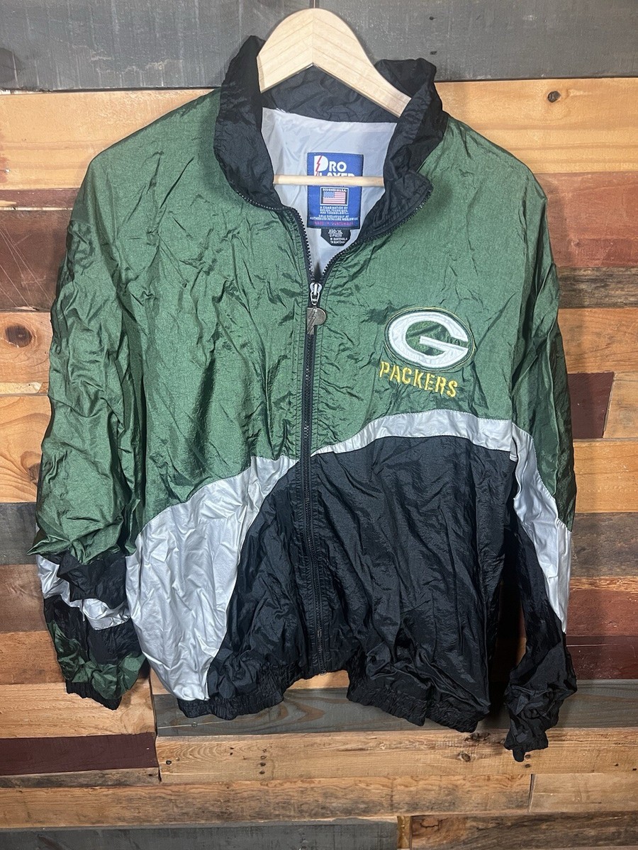 Vintage NFL Green Bay Packers Green Windbreaker Jacket Size XL Pro