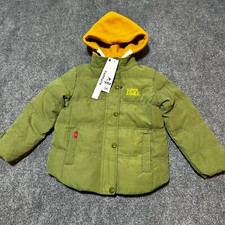NEW UNF Jacket Youth Kids 120 Green Puffer Full Zip Hooded Pocket Super A Smile