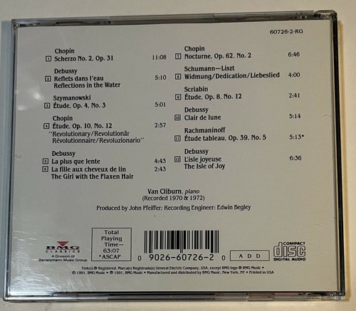 CD - VAN CLIBURN - My Favorite Encores Collection - Chopin, Debussy & More - NM - Picture 2 of 2