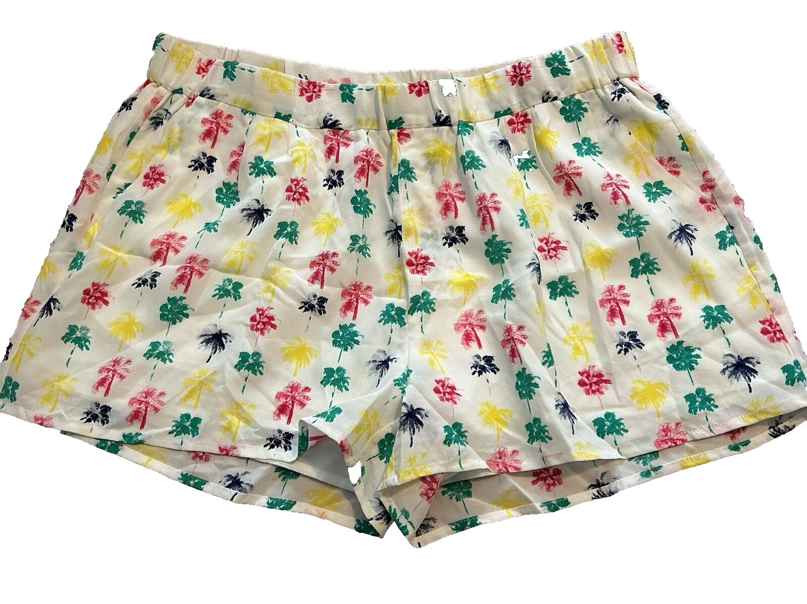 白色碎花 100% 真丝短裤女